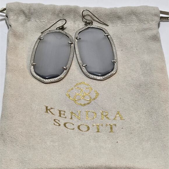 Kendra Scott Silver Danielle Slate Grey Dangle Earrings - Picture 4 of 4